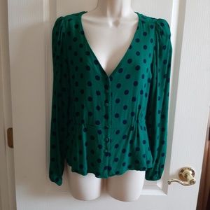 J Crew long sleeve peplum blouse.